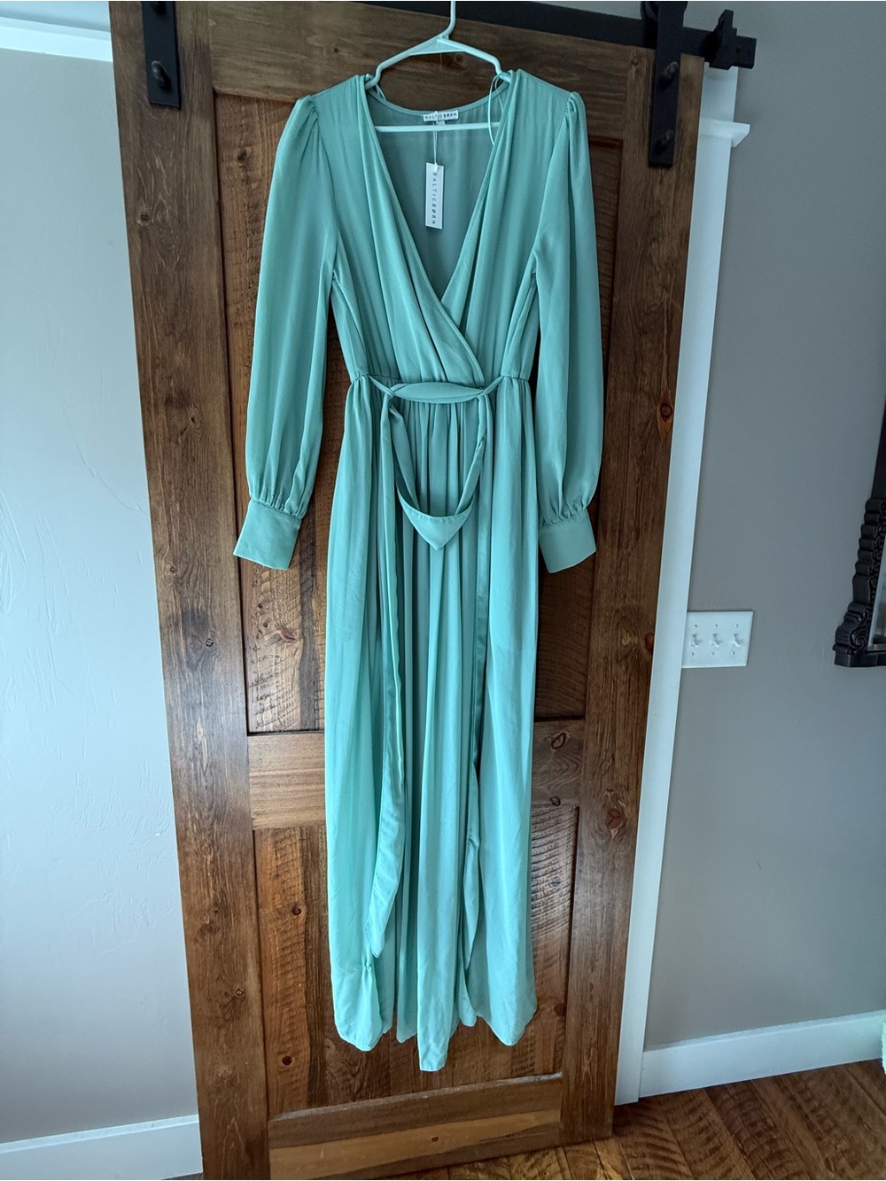 Baltic Born Mint Green Wrap Maxi Dress with Tie Waist